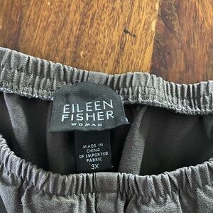 Eileen Fisher 3X stone color elastic waist cropped wide legs pants EUC